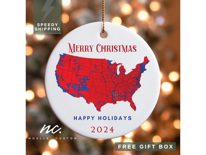 Election Ornament Trump Red Wave Map Keepsake